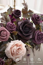 Ling's Moment 9FT Flower Garland for Backdrop Decorations - Wedding Arch Flowers, Eucalyptus & Rose, Artificial Floral Garland for Mantle - Sweetheart Table Decor for Beach Reception, Purple