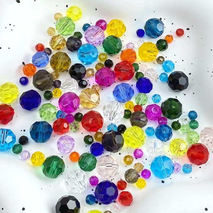 200 PCS 6mm Crystal Glass Beads Round Multiple Faceted Loose Spacer Glass Beads for DIY Handcrafte Bracelet Necklace Earring Jewelry Making(Purple)