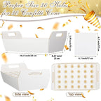 6 Set Wedding Confetti Cone Holder Box Each Includes 30 Pieces of Cone Papers and 30 Holes for 30 Confetti Cones Box Party Confetti Cone Kraft Stand Tray Box for Wedding Party Candy Flower(White)