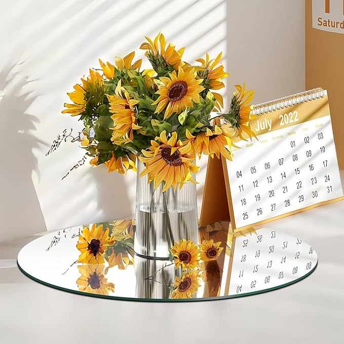 12PCS Small Round Mirrors for Centerpieces, 6" Circle Mirrors for DIY Craft Round Mirror Tiles Candle Plate Tray for Wall Table Wedding Centerpieces Birthday Party Decorations