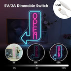 Looklight Blue Open Arrow Neon Sign Dimmale Neon Lights For Wall Decor Led Lights For Bars Stores Coffee Shop Hotel Window Outdoor Decor USB Powered 10 x15.75in