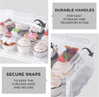 Two Tier Cupcake Carrier, White Stackable Cupcake Holder Carries for 24 Standard-Size Cupcakes, Reusable Detachable Cupcake Box