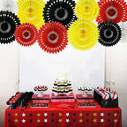 Red Yellow Black Hanging Tissue Honeycomb Round Paper Fans Decoration Kit for Baby Kid Shower Mouse Theme 1st Birthday Wedding Bachelorette Backdrops Anniversary Paper Party Supplies（11 Packs）