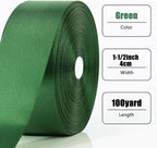 NESCCI 100 Yards Ribbon,1-1/2 Inch Dark Green Satin Ribbon,Single Face Satin Ribbons,Perfect for Gift Wrapping,Wedding Decoration,Handmade Bows,Wrapping Bouquet,Halloween, Christmas