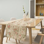 Lovely Rose Table Runner, Red and White Vintage Rose Delicate Floral Natural Pattern Long Table Restaurant Kitchen Holiday Party Decoration,13in（33cm） W * 72in（184cm） L