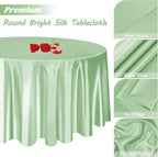fani 6 Pack 120 Inch Sage Green Satin Tablecloth - Silky Round Tablecloth Overlay Smooth Fabric Table Cover, Bright Table Decoration for Wedding Party Banquet Events Restaurant Kitchen Dining