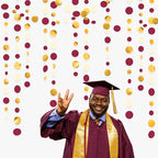 46 Ft Maroon Gold Party Decorations Burgundy Gold Beige Polka Dot Garland Hanging Paper Circle Dots Streamer for Maroon Garnet Graduation Birthday Anniversary Wedding Bridal Shower Party Supplies