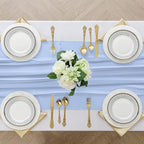 2 Pack 10 Ft Chiffon Table Runner Light Blue Gauze Long Table Runners 27x120 Inches Sheer Tulle Table Runner for Rustic Wedding Reception Bridal Shower Decorations Birthday Party