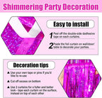 6 Pack Rose Red Foil Fringe Curtain Backdrop, 3.28Ft x 8.2Ft Metallic Tinsel Foil Fringe Streamer Curtains for Photo Booth, Birthday, Wedding, New Year Party Decorations