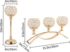 VINCIGANT Set of 3 Gold Candle Holders Wedding Table Centerpieces,Tealight Candlestick Candelabra Stand with 3 Arms for Fireplace Home Living Room Decor,Valentine's Day Housewarming