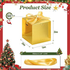 DOYIDE 60 Pcs Small Gift Boxes, 3x3x3 inches Kraft Paper Gift Box with Ribbons, Gold Candy Boxes for Christmas Wedding Favors Baby Shower Bridal Shower Birthday Party