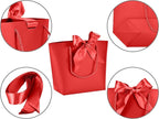 HUAPRINT Gift Bags with Handles,7.48×3.54×7.9 inches,Party Favor Bags with Bow Ribbon,12Pcs Red Paper Bags for Birthday Wedding Bridesmaid Holiday Valentine's Day