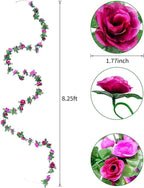 Miracliy 9Pcs 74FT Purple Flower Garland Artificial Rose Arch Vines Fake Spring Floral Garland for Flower Wall Backdrop Wedding Mothers Day Garden Tea Party Decoration