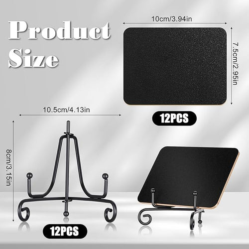 12 Pcs Mini Chalkboard Signs for Food Labels 4"x3"Small Chalkboards-Label with Metal Stand Buffet Food-Signs for Party Mini Chalkboard Signs with Stand for Party Bakery