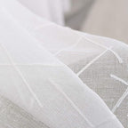 White Sheer Curtains 45 Inch Length, Modern Geometric Embroidery Sheer Rod Pocket Voile Drapes for Living room, Bedroom, Window Treatments Semi Curtain Panels for Villa, Set of 2, 52"x 45".
