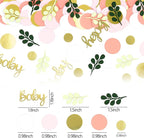 300PC Pink and Sage Green Girl Baby Shower Decorations Greenery Baby Shower Confetti Eucalyptus Dots Table Scatters for Girls Gender Reveal Birthday Decor