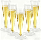 100 Pack Clear Champagne Flutes Plastic Wine Glasses Disposable, 4.5 Oz Transparent Mimosa Glasses for 2025 Wedding Birthday Party Supplies, Bulk Toasting Cocktail Cups