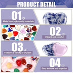 100PCS Worry Stones Heart Shape Healing Crystals, Anxiety Crystal Bulk 0.8 Inch Gem Stones Rocks Crystals Natural Cute Pocket Meditation Heart Beads Wholesale Set Gifts