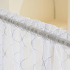 Embroidered Wave Diamond Sheer Curtains White 95 Inches, Window Treatments Rod Pocket Drapes for Living room, Bedroom, Semi Voile Curtain Panels for Yard, Patio, Villa, Parlor, Set of 2, 52"x95".
