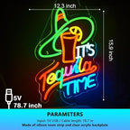 It's Tequila Time Neon Sign Tequila Time Neon Sign for Wall Decor Mexican Tequila USB Dimmable LED Neon Lights for Beer Bar Kitchen Restaurant Home Pub Party Man Cave Club Shops Hotel Store Business Gift