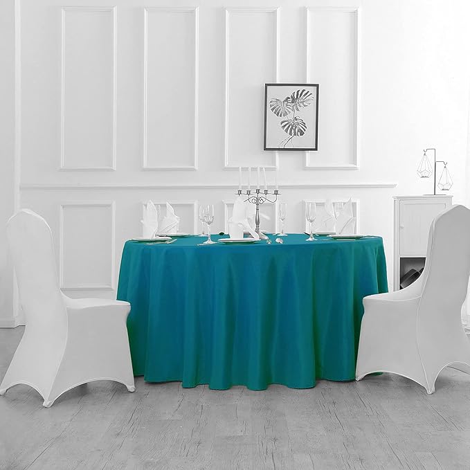 70 inch Round Tablecloth Washable Polyester Table Cloth Decorative Table Cover for Wedding Party Dining Banquet（70 inch, Caribbean Blue）