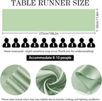 20 Pack Sage Green Satin Table Runner 12x108 Inches Long, Bright Silky Smooth Satin Table Runner Table Decor for Wedding Banquet Christmas Prom Event Birthday Party
