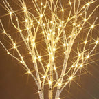 Fudios Lighted Branches 150 LED Fairy Lights with Timer 32in Plug in, Electric Lit White Birch Twigs for Vase Christmas Inside Outside Decor