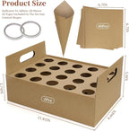 2 Set Wedding Confetti Cone Stand Box, 2 Party Cardboard Cone Holders Trays of 20 Holes Each with 40 Kraft Cone Paper for Wedding, Party, Celebration, Decoration