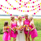 Hot-Pink Yellow Fall Party-Decorations Streamers-Garland - 52ft Boho Flower Hanging Paper Banner, Groovy Birthday Baby Bridal Shower Bachelorette Wedding Classroom Decor Hugfond