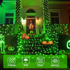 YEGUO 165ft 500 LED Halloween Lights Outdoor Waterproof, Green String Lights Indoor Plug in, 8 Modes Clear Wire for Halloween Holiday Home Tree Garden Patio Decor