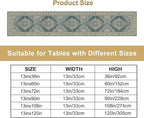Boho Floral Vintage Table Runner, Blue Teal Retro Flower Rustic Country Farmhouse Pattern for Home Kitchen Table Decor Dining Coffee Room Party Decor 13x72in
