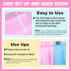 6 Pack Macaron Pink Blue Foil Fringe Curtains Backdrop, 3.28 x 8.2 Ft Metallic Streamers Tinsel Curtains Background for Photo Booth, Birthday, Weddings, Carnivals, Graduation, Themed Party Decorations