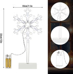 Riakrum 3 Pcs Lighted Christmas Tabletop Decorations Snowflake Table Decor Xmas Night Lights Battery Operated Christmas Centerpiece Lights Indoor for Holiday Winter Party Desk