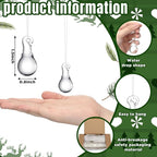30 Pcs Clear Glass Teardrop Christmas Ornaments Crystal Raindrop Hanging Ornaments Crystal Chandelier Drop Pendant Icicles Decorations for Christmas Tree Winter Party Supplies (Mini Size)