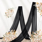 Black Wedding Arch Draping Fabric 2 Panels 29" x 20 FT Black Drapes for Backdrop Sheer Curtains Wedding Drapes for Romantic Bridal Baby Shower Ceremony Birthday Party Fall Outdoor Events