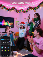 78ft Smart Color Changing Christmas Lights, 200 LED RGB Globe String Lights App Control with Remote & Timer, Music Sync Fairy Light Plug in Waterproof for Christmas Decoration Indoor Outdoor Bedroom