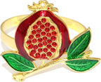 Christmas Pomegranate Napkin Rings set of 6 Red Fruit Napkin Rings for Thanksgiving New Year Dinner Decor,Gold Fall Napkin Ring Holders for Beach Wedding Garden Party Home Daily Table Setting