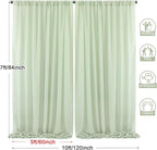 PARTISKY 10x7ft Sage Green Chiffon Backdrop Curtains, Wrinkle-Free Sheer Fabric Photo Drapes for Wedding Ceremony Arch Birthday Baby Shower Photography Stage Decor 5x7ft, 2 Panel