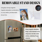 Acrylic Magnetic Picture Frames 4x6 Inch Set of 3, Tabletop and Refrigerator Display Vertical and Horizontal Clear Photo Frames with Detachable Stand for Gift Home Kitchen Decoration