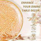 Rubtlamp 100Pcs Thanksgiving Plastic Dinner Plates, 10 Inch Disposable Orange Dinner Plates, Heavy Duty Plates with Gold Rim, Hammered Disposable Plastic Party Plates For Event Party