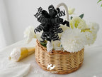 HUIHUANG Black Bows for Gift Wrapping Curly Gift Bow 5 inch x 8 Counts Self-Adhesive Ribbon Bows for Presents, Paper Bag, Party Favors, Wrapping Accessories, Holiday Wedding Decoration