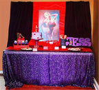 QueenDream Sequin Tablecloth 90"x132" Purple Party Tablecloth Rectangular Seamless Sequin Table Cloth Overlay Glitter Wedding Birthday Bridal Shower Decorations