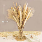 65PCS Pampas Grass Decor, Including pompas Floral, Reed Dried Grass and Bunny Tails Dried Flowers, Natural Dried Pampas Grass Bouquet for Boho Decor Wedding, Home Decoration