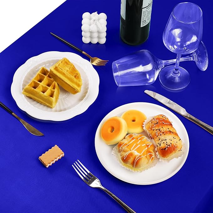 TURSTIN 4 Packs Satin Tablecloth 102 x 58 Inch Overlay Satin Table Cover Rectangle Bright Silk Tablecloth Smooth Fabric Table Decoration for Wedding Banquet Party Events, Royal Blue