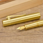 Hongdian M2 Black Forest Mini Fountain Pen, Long Blade Nib & Sleek Shape Brass Short Pocket Travel Pen (Glossy Brass)