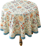 ISAENNE Designer Linen Elegant Small Round Tablecloth,Colorful Floral Bohemian Table Cloth,Wrinkle Resistant Decor Tablecloths for Dining Thanksgiving Kitchen Christmas,Diameter 55"-Floralsea A