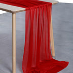 MDS Halloween Chiffon Table Runner - 20 Pack, 29 x 120 Inches, 10ft Each - Sheer Spooky Table Runners for Haunted House Parties, Trick-or-Treat Tables, Witchy Décor, Wedding & Events - Red
