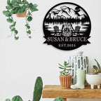 Custom Metal Family Name Sign, Custom Campfire Metal Name Sign, Campsite Monogram Forest Sign,Campsite Sign, Personalized Camping Gifts Fire Pit Sign, Camper Lover Gift, Design 183