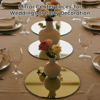 Glass Round Mirror Centerpieces for Tables, Set of 12Pcs 12" Golden Mirror Tables Centerpieces, Glass Trays for Wedding Decorations, Party Decorations, Baby Shower Party