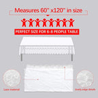 LuoluoHouse White Lace Tablecloth 6pcs Table Fabric 60x120 Inch for Rustic Boho Wedding Bridal Shower Party Decoration Rectangle Overlay Long Vintage Embroidered Reception Table Cloth Decor